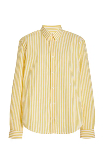 Sporty And Rich Striped Cotton Shirt In Yellow