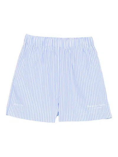 Sporty And Rich Striped Cotton Shorts In Blue
