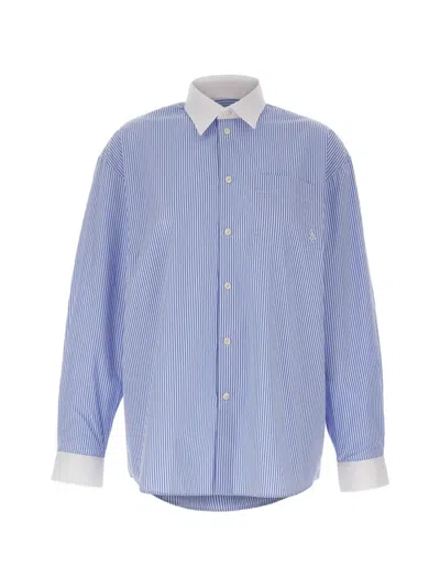 Sporty And Rich Striped Cotton-poplin Shirt In Blue