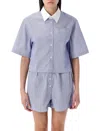 Sporty And Rich Sporty & Rich Src Cropped Shirt In Blue