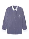 Sporty And Rich Striped Embroidered Shirt In Blue