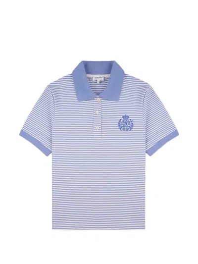 Sporty And Rich Kids' Striped Embroidered-logo Polo Shirt In Blue