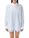 Sporty And Rich Sporty & Rich Striped H&w Crest Oversized Oxford Shirt