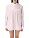 Sporty And Rich Crest-embroidered Striped Shirt