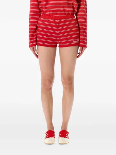 Sporty And Rich Lounge Bottoms Stripe Pattern Elastic Waistband In Red