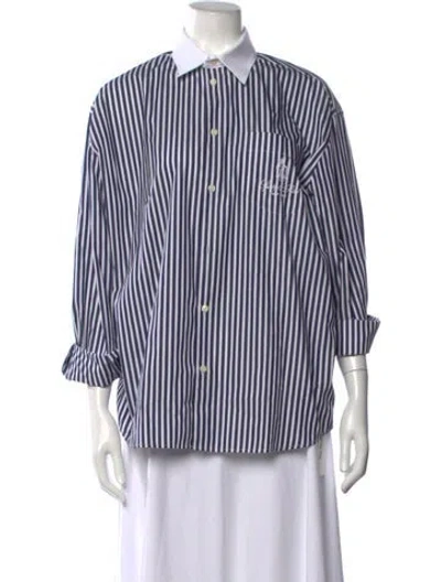 Pre-owned Sporty And Rich Striped Long Sleeve Button-up Top In White