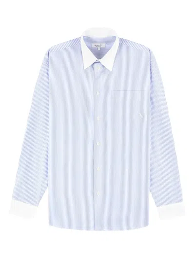 Sporty And Rich Striped Pocket Shirt In Blue