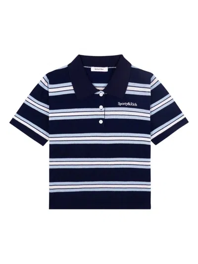 Sporty And Rich Striped Polo Shirt In Blue
