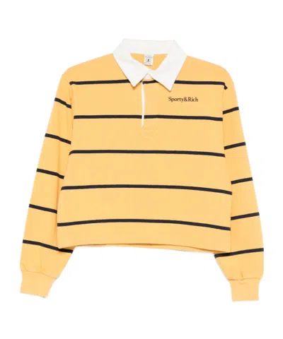Sporty And Rich Striped Polo Shirt In Neutral