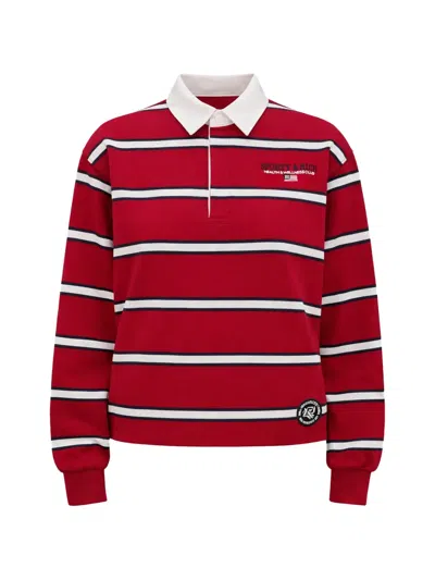 Sporty And Rich Striped Polo Shirt In White