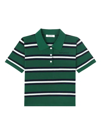 Sporty And Rich Striped Polo Top In Green