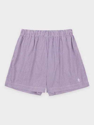 Sporty And Rich Striped Poplin Shorts In Gold