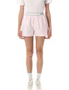 Sporty And Rich Striped Cotton Oxford Shorts With Back Pocket In Pink
