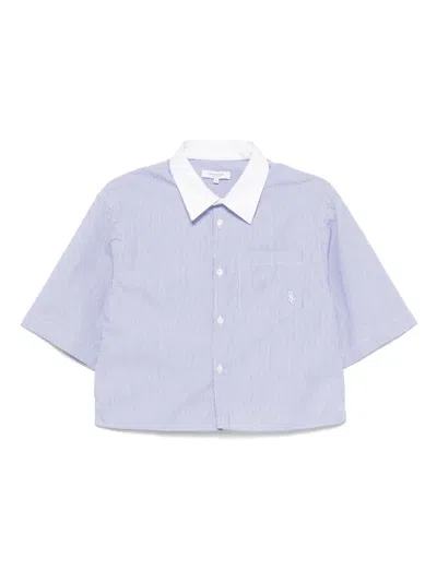 Sporty And Rich Sporty & Rich Src Cropped Shirt In Blue/white Stripes