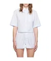 Sporty And Rich Striped Short Shirt In White