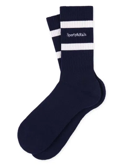 Sporty And Rich Striped Socks In Blue