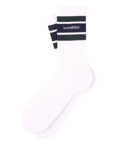 Sporty And Rich Striped Socks In White