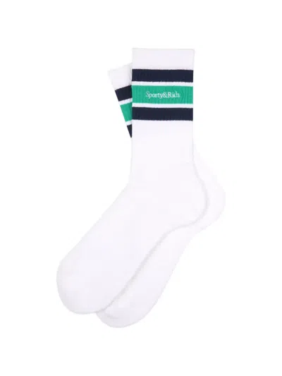 Sporty And Rich Striped Socks In White