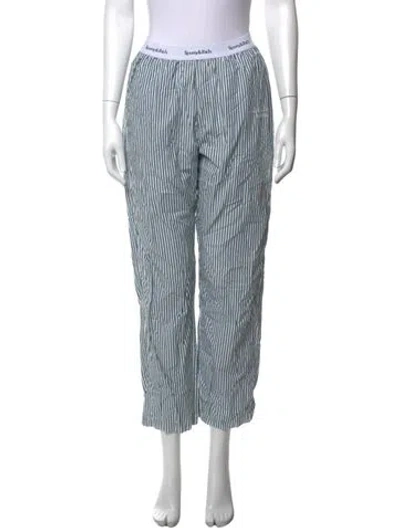 Pre-owned Sporty And Rich Striped Straight Leg Pants In Blue