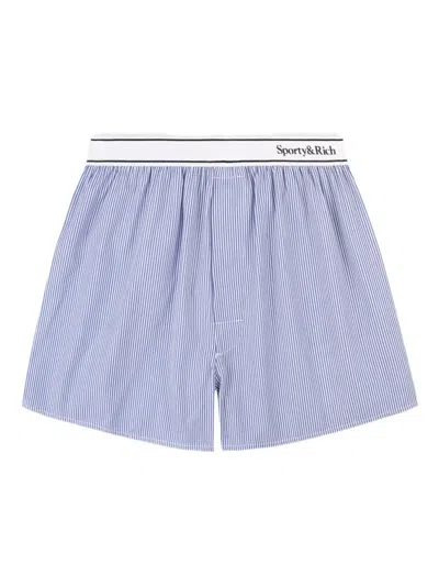 Sporty And Rich Striped Waistband Shorts In Blue