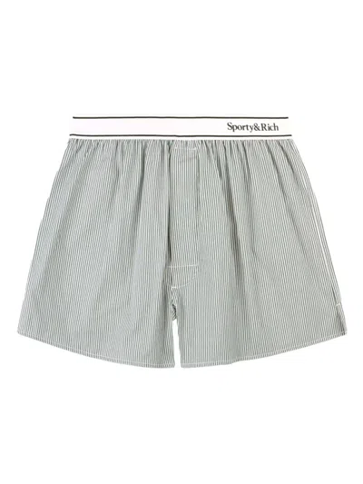Sporty And Rich Striped Waistband Shorts In Gray