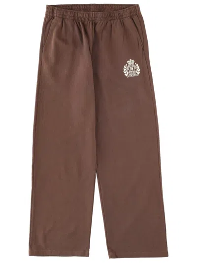 Sporty And Rich Sporty & Rich Stylish Logo Trousers - Unisex Fit In Brown