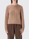 Sporty And Rich Cable-knit Crew-neck Sweater In Brown