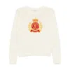 Sporty And Rich Sporty & Rich Ny Crest Embroidered Cotton Sweater In Beige