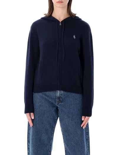 Sporty And Rich Src Logo Embroidered Knitted Zipped Hoodie In Animal Print