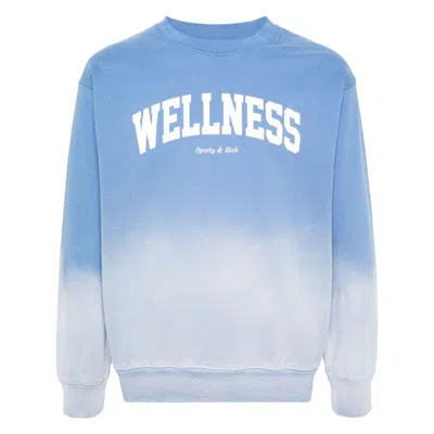 Sporty And Rich Wellness Ivy Ombré Printed Cotton-jersey Sweatshirt In Blue