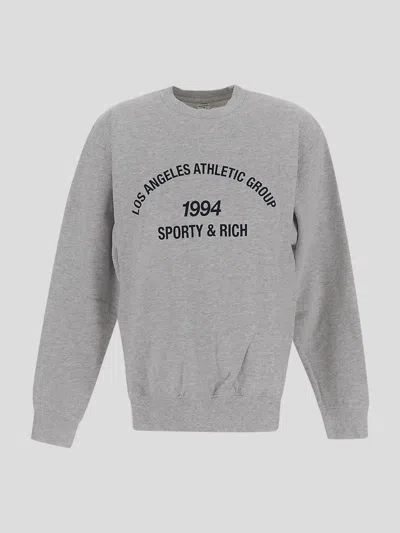 Sporty And Rich Sporty&rich Sweatshirt In Heather Gray Navy