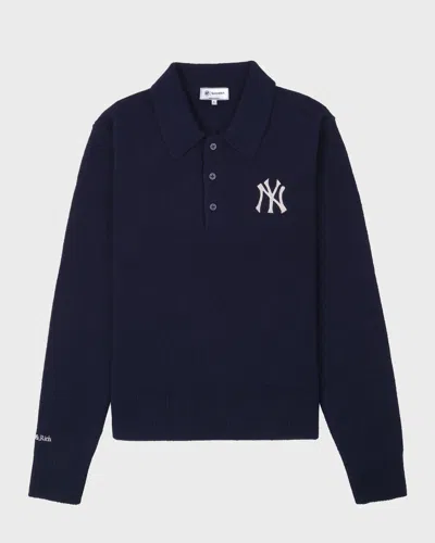 Sporty And Rich Sporty & Rich Sweatshirt Heritage Yankees Cashmere Polo In Blue