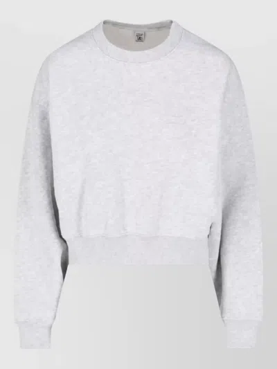 Sporty And Rich Logo-embroidered Cropped Sweatshirt In Gray