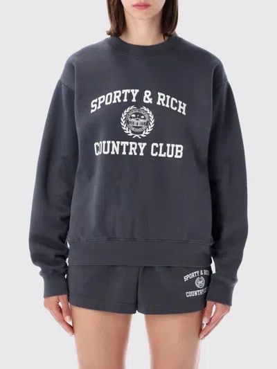 Sporty And Rich Faded Grey Varsity Crewneck Sweatshirt In Gray