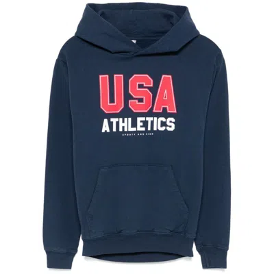 Sporty And Rich Womens Navy Oly Usa Athletics Kangaroo-pocket Cotton-jersey Hoody In Blue