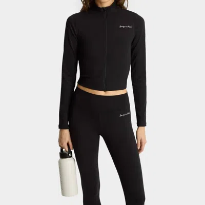 Sporty And Rich Syracuse Cropped Full-zip Sport Jacket In Black