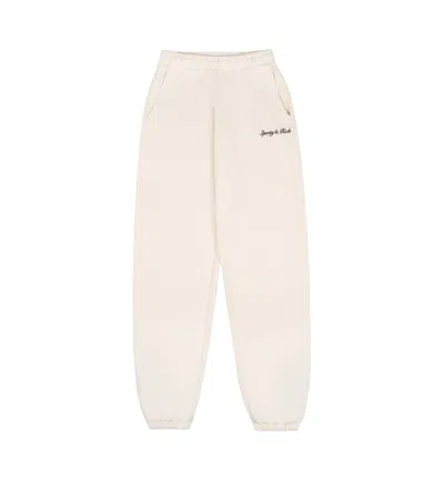 Sporty And Rich Syracuse Embroidered-logo Track Pants In Cream