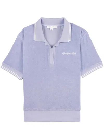 Sporty And Rich Syracuse Embroidered Cotton Polo In Purple