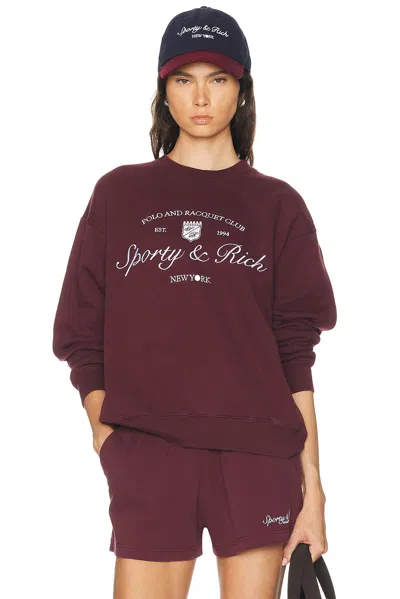 Sporty And Rich Syracuse Embroidered Cotton-jersey Sweater In Burgundy