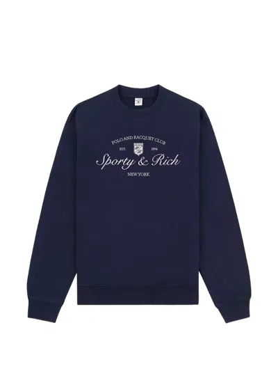 Sporty And Rich Syracuse Embroidered Sweatshirt In Blue
