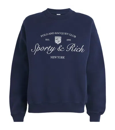 Sporty And Rich Sporty & Rich Syracuse Embroidered Sweatshirt In Navy