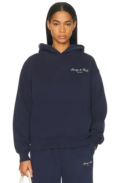 Sporty And Rich Syracuse Logo-print Hoodie In Blue