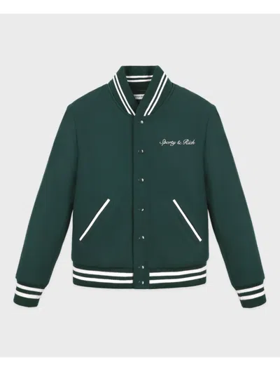 Sporty And Rich Syracuse Varsity-style Bomber Jacket In Green