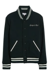 Sporty And Rich Sporty & Rich Syracuse Wool Blend Graphic Varsity Jacket In Forest
