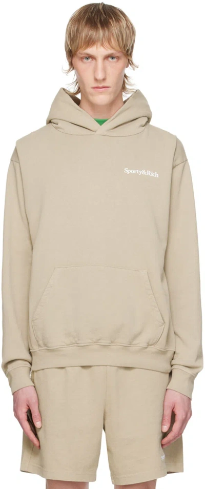 Sporty And Rich Taupe 'health Is Wealth' Hoodie In Elephant