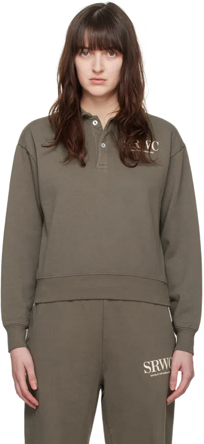 Sporty And Rich Taupe Upper East Side Polo In Grey