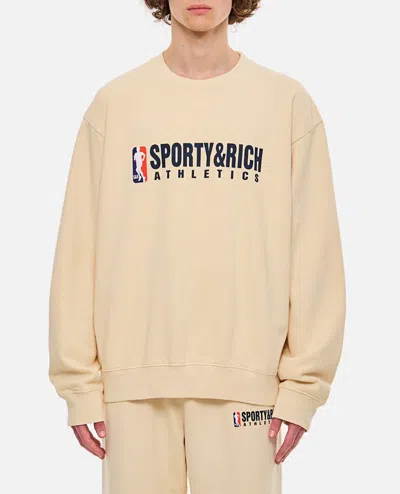 Sporty And Rich Team Logo Crewneck Sweatshirt In Neutrals
