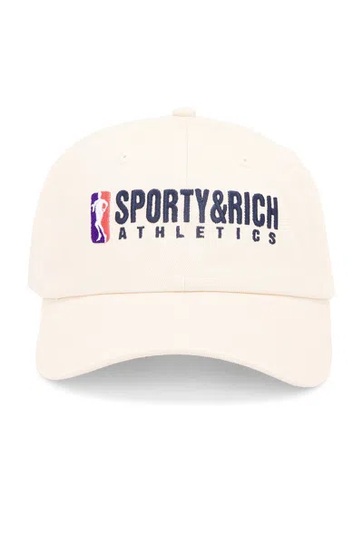 Sporty And Rich Team Logo Embroidered Hat In Cream
