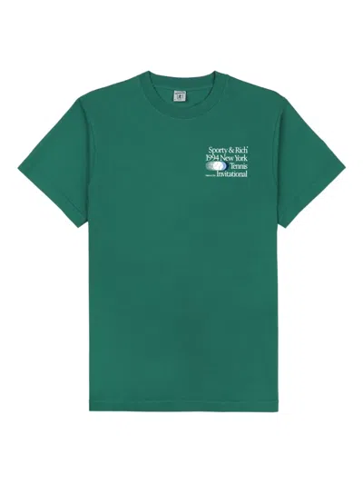 Sporty And Rich Tennis-graphic Tee In Green