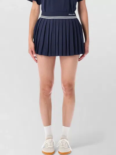 Sporty And Rich Tennis Mini Skirt Contrast Trim Pleated In Blue